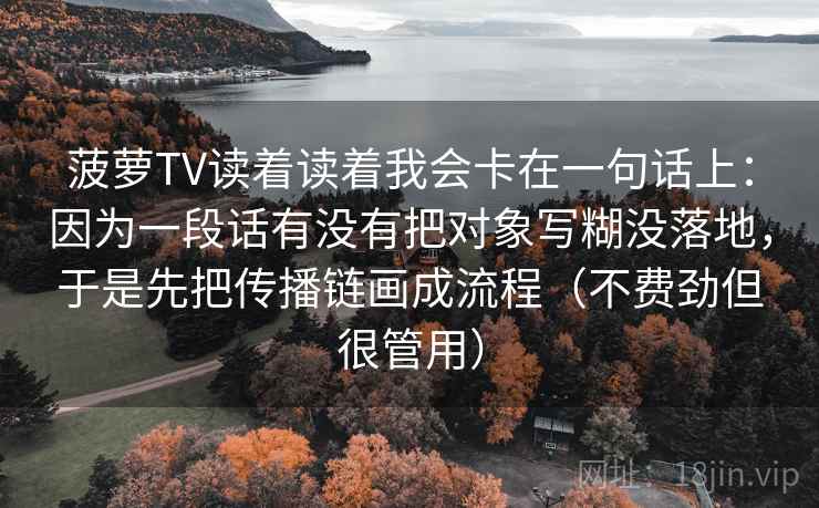 菠萝TV读着读着我会卡在一句话上：因为一段话有没有把对象写糊没落地，于是先把传播链画成流程（不费劲但很管用）  第2张